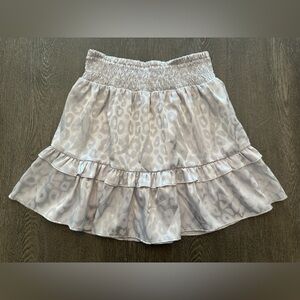 NWOT GLAM METALLIC LEOPARD PRINT SILVER MINI SKIRT - Size Small SKU:128